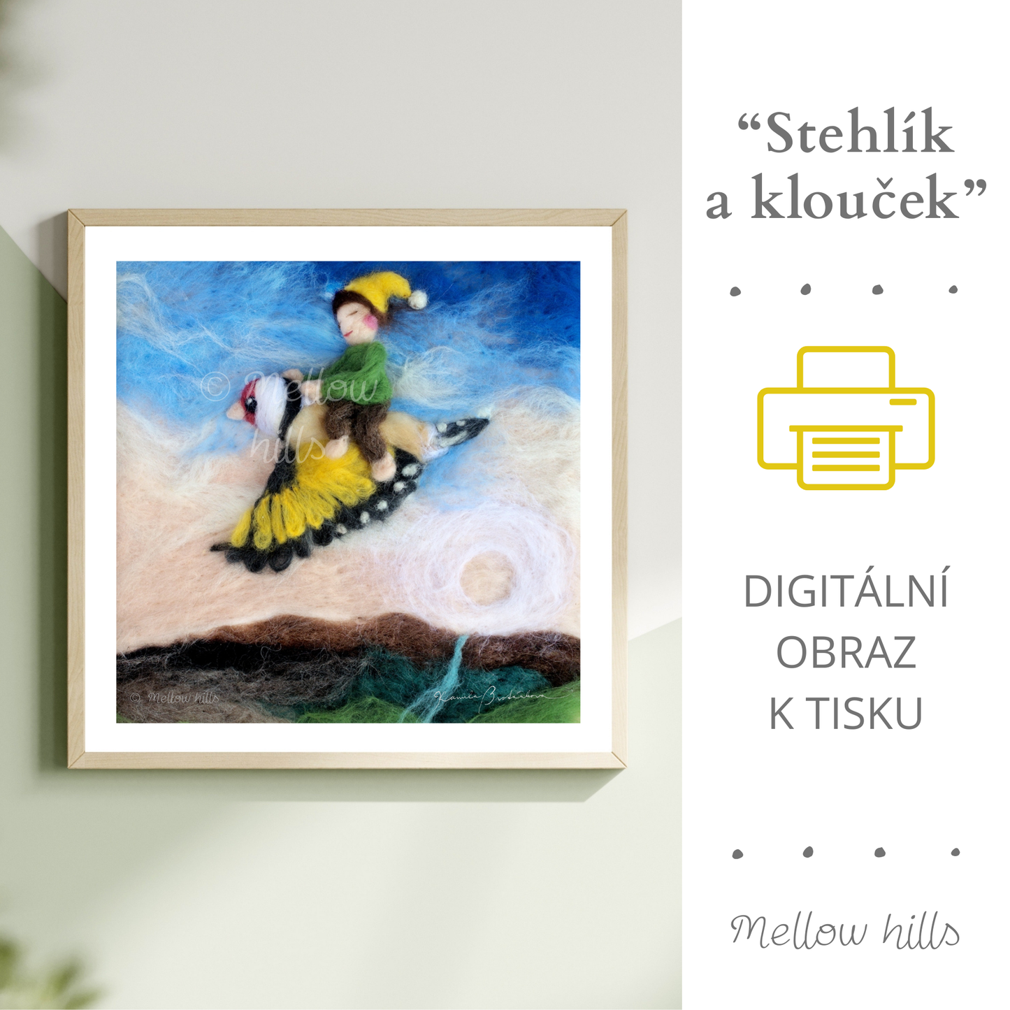 Stehlík a klouček - obraz k vytištění
